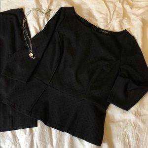 Peplum Top, soft black on black textured dot